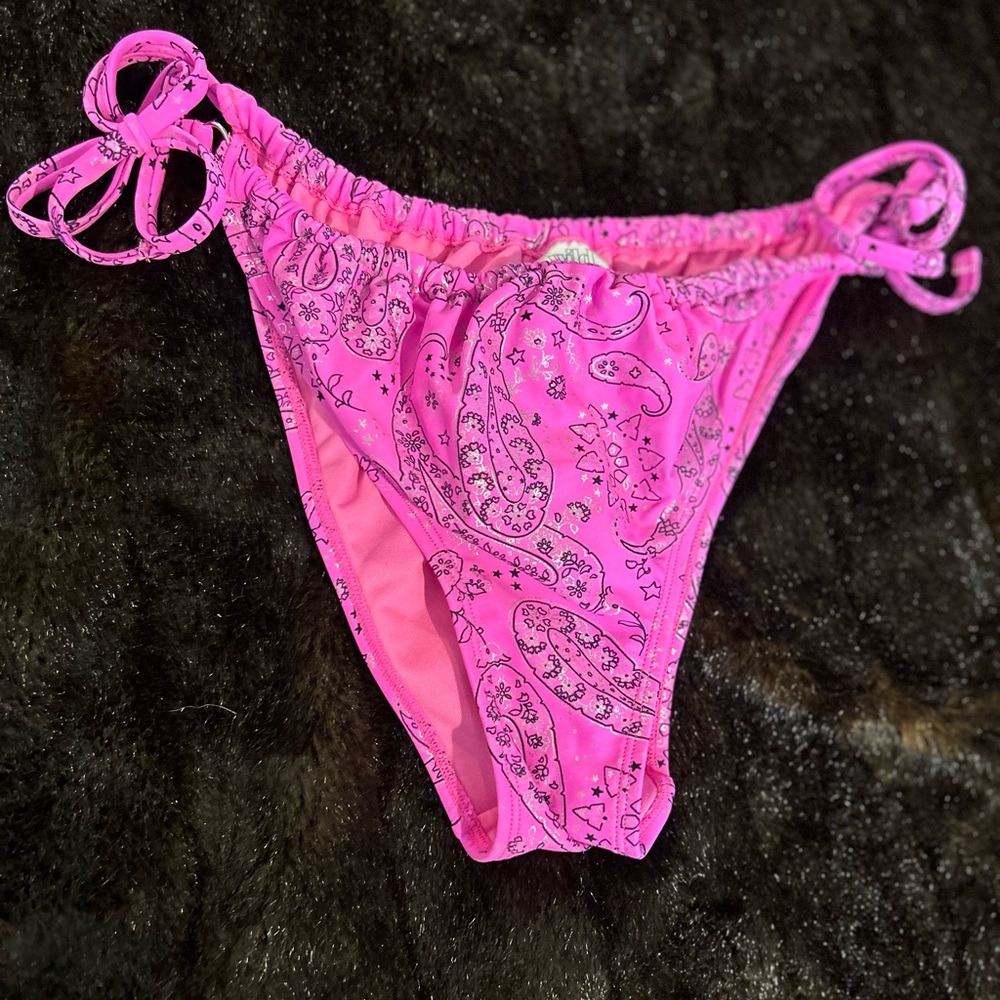Wild Fable Hot Pink Paisley Tie-Side Bikini Bottoms XL